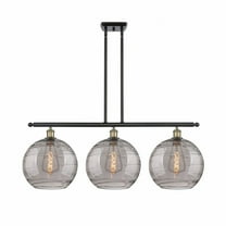 516-3I-BAB-G1213-12SM-Innovations Lighting-Athens Deco Swirl - 3 Light Stem Hung Island In Industrial Style-13.88 Inches Tall and 38.5 Inches