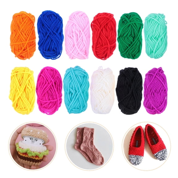 FOMIYES 12 Rolls Acrylic Yarn 12 Colors Knitting Crochet DIY Wool Craft Making Yarn