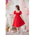 thumbnail image 3 of Arshiner Girls Summer Dress Puff Sleeve High Low Swing Cassual Formal Dresses with Pocket, 3 of 8