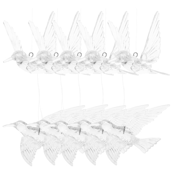 10 Uds. De adorno de colibrí transparente, colgantes de colibrí transparentes iridiscentes acrílicos para decoración