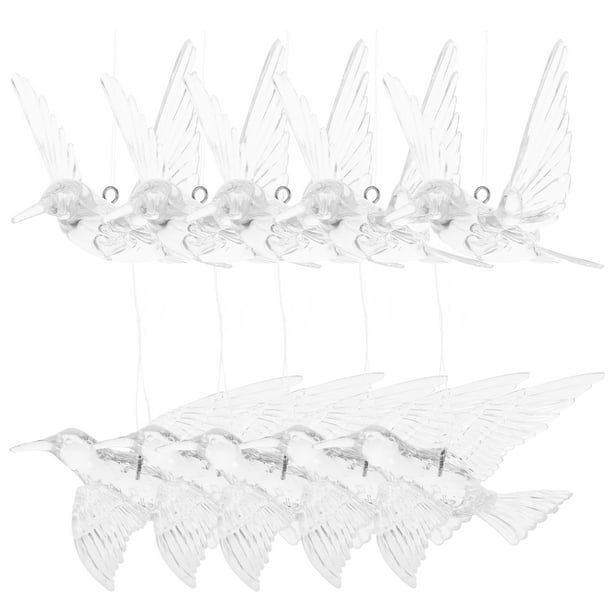 10 Uds. De adorno de colibrí transparente, colgantes de colibrí transparentes iridiscentes acrílicos para decoración