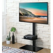 FITUEYES Tempered Glass Base Floor TV Stand 32-60 Inch, Black