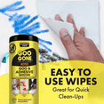 thumbnail image 2 of Goo Gone Adhesive Remover Wipes – Removes Stickers, Residue, Grease, Grime, Crayon, Sap, Sticky or Gooey Messes, Pre-Moistened Wipes, 2 Pack, 48 Count, 2 of 7