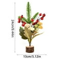 thumbnail image 3 of CurioCo Mini Christmas Tree Tabletop Decor 12 Inch Pre Lit Artificial Xmas Tree with LED Lights Berries Pine Cones Branches for Office Desk Shelf Mantle Holiday Party, 3 of 6