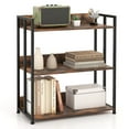 thumbnail image 1 of Costway 3-Tier Industrial Metal Frame Corner Bookcase with Adjustable Shelves Rustic Brown, 1 of 10