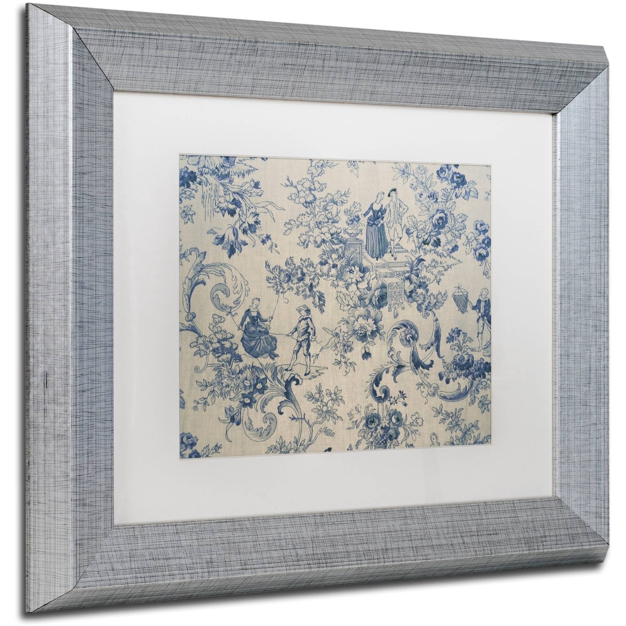 Trademark Fine Art "Toile Fabrics I" Canvas Art by Color Bakery White Matte, Silver Frame