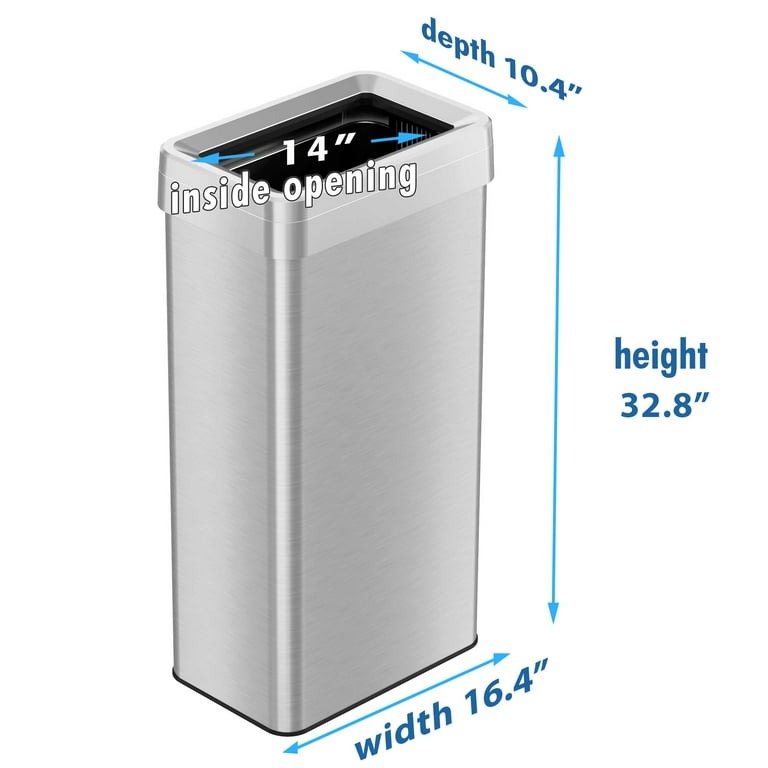 iTouchless 21 Gallon Commercial Grade Stainless Steel Dual-Deodorizer Open  Top Rectangular Trash Can 