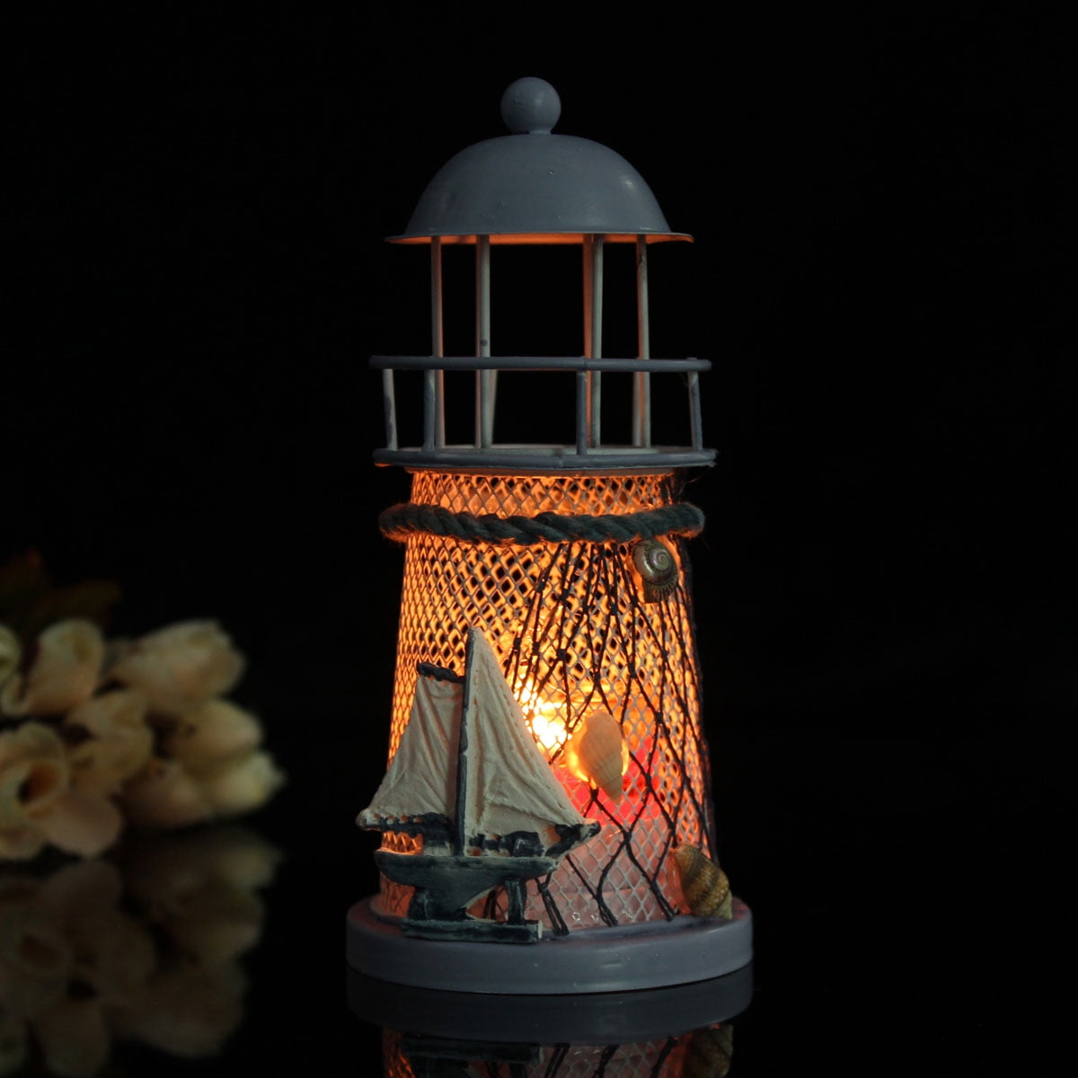 Lot 6 White Lighthouse 11.5" Tall Lantern Candle Holder Wedding Centerpieces 