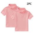 thumbnail image 2 of 2 Pack Comfy Shirts for Boys Girls Short Sleeve Collared School Uniform Tops Kids Solid Color Cotton Tshirts (6 Years, Pink), 2 of 7