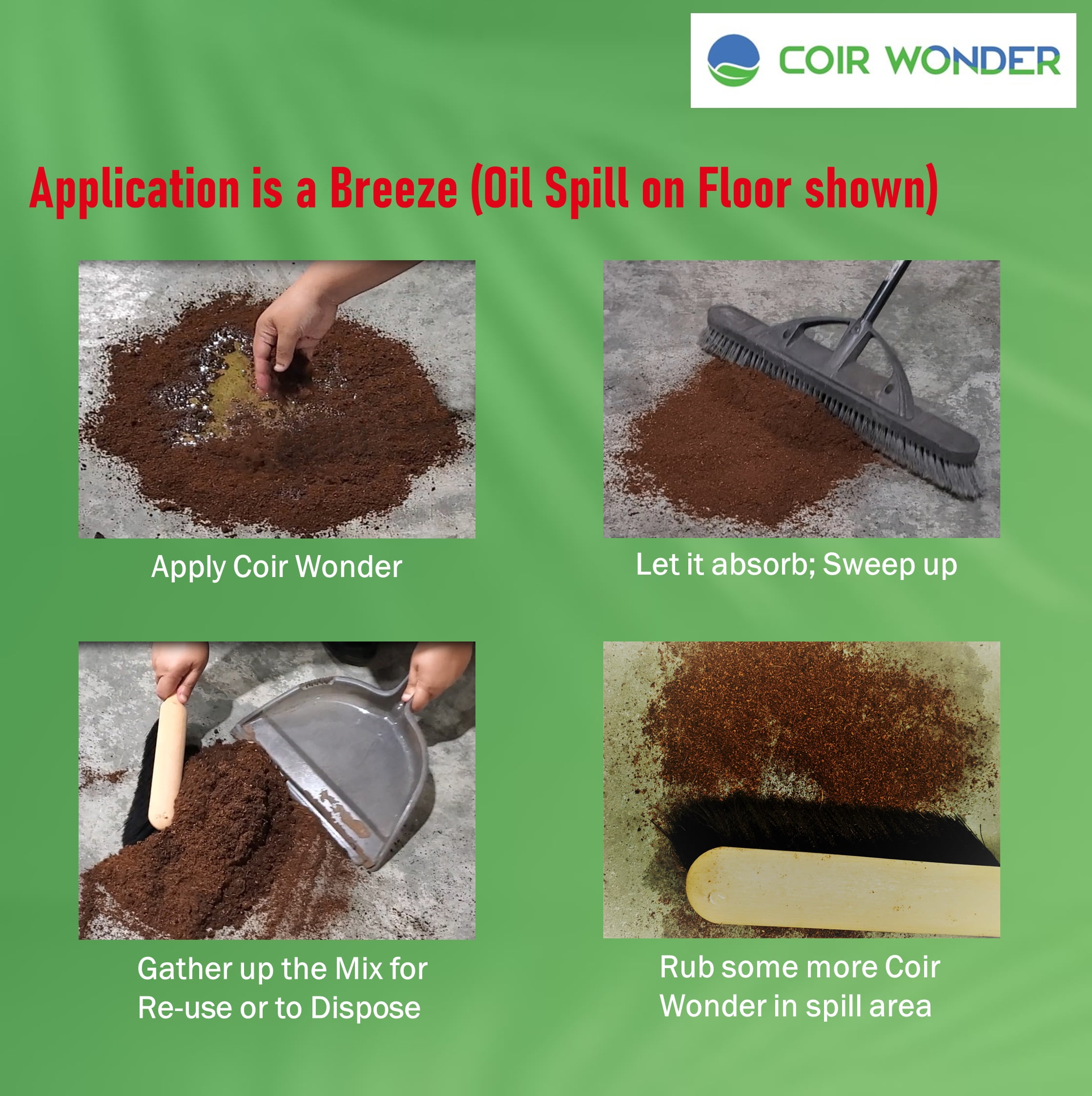 Coir Wonder - Oil Absorbent, Paint Hardener & Sweeping Compound 9 Liter (9.5 Quarts)