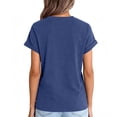 thumbnail image 5 of Womens Oversized Short Sleeve T-Shirts Crew Neck Tops Summer Casual Loose Fit Tees Tunic Shirts Blue M, 5 of 5