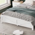 thumbnail image 5 of Leumius Farmhouse Style Queen Size Bed with Barn Door Designed Headboard and Footboard, Pinewood Bed with Strengthened Bed Frame for Teens Adults White, 5 of 8