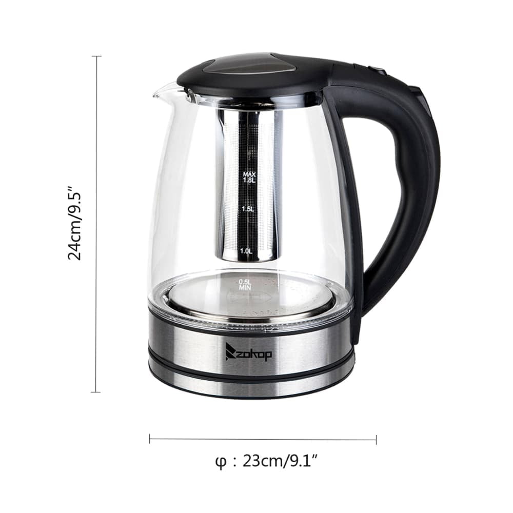 Hassch Electric Water Kettle, 1.8L Large Capacity Stainless Steel Tea Kettle & Hot Water Boiler with LED Lights for Coffee & Tea, Water Heater & Teapot, Black