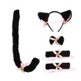 thumbnail image 1 of GOOHOCHY 1 set Faux Fur Animal Ears Band de cabello Cat Cail Pulseras Pintas de lazo Boind Halloween Suministros de cosplay, 1 of 8