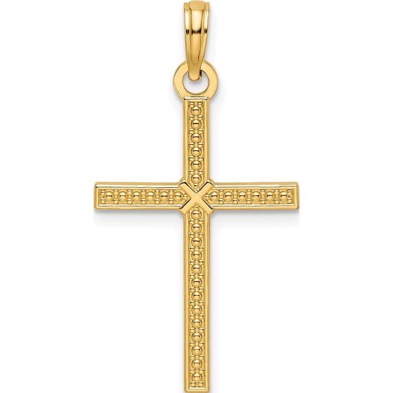 14K Yellow Gold Beaded & Polished Fancy Cross Pendant (Width 17.21) (Length 32.24) - Jbsp