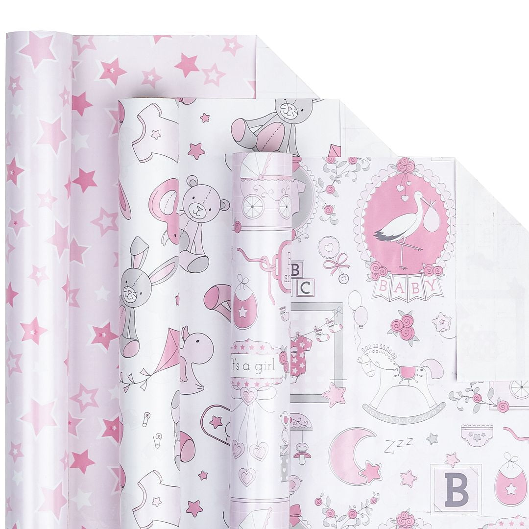 14 Sheets 28 * 20 Inches Baby Shower Wrapping Paper, Baby Girl Wrapping  Paper, 7 Patterns, Toy Car Animal Milk Bottle Owl Bear Print Gift Wrap  Paper