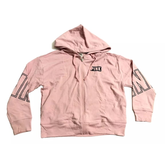 Victoria's Secret Pink Slouchy Full Zip Hoodie Sweatshirt Light Pink Size X-Small NWT