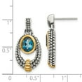 thumbnail image 2 of Sterling Silver Sterling Silver w/Gold Flash-plating London Blue Topaz Dangle Earrings, 2 of 5