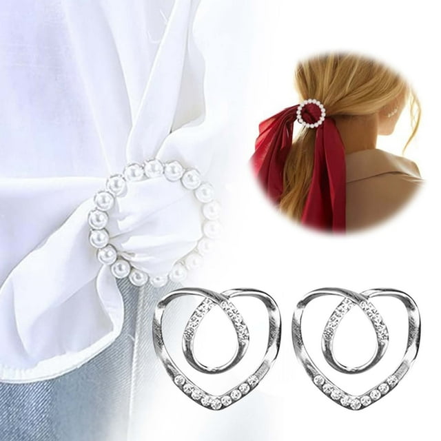 Elegant Buttons Fashion Scarf Clip with Pearl Rhinestone Ring Accessory for High-End Apparel