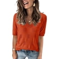 thumbnail image 1 of Arach&Cloz Women's V-Neck Short Sleeve Special Rib Knitted Pattern Casual Tops Sweater Spring Summer 2025, 1 of 6