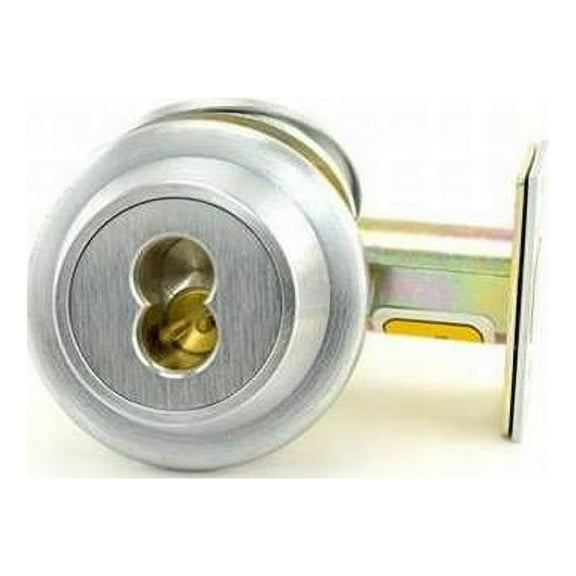 Stanley Best  8T Series 2.75 in. Backset 7 Pin Single Cylinder with No Turnknob Deadbolt Standard Strike Less Core, Satin Chrome