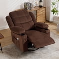 thumbnail image 3 of JONPONY Massage Swivel Rocker Recliner Chair Heat Ergonomic Lounge Chair for Living Room,with USB Port,Cup Holders,Brown, 3 of 9