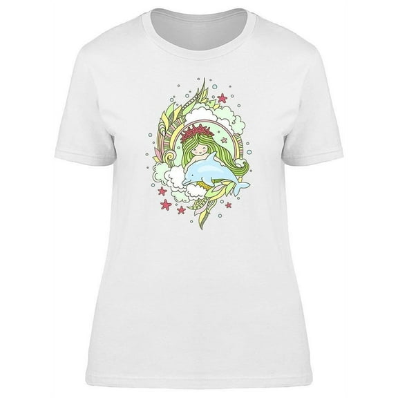 Princess Mermaid, Dolphin T-Shirt Women -Image by Shutterstock, Female Large