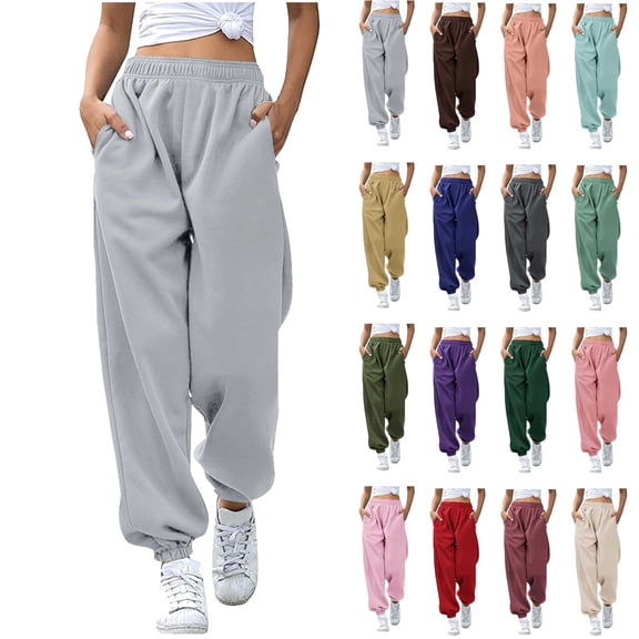 lcziwo Womens Sweatpants Baggy Casual Y2k Elastic High Waisted Cinch Bottom Joggers Athletic Workout Yoga Pants with Pockets, Army Green S
