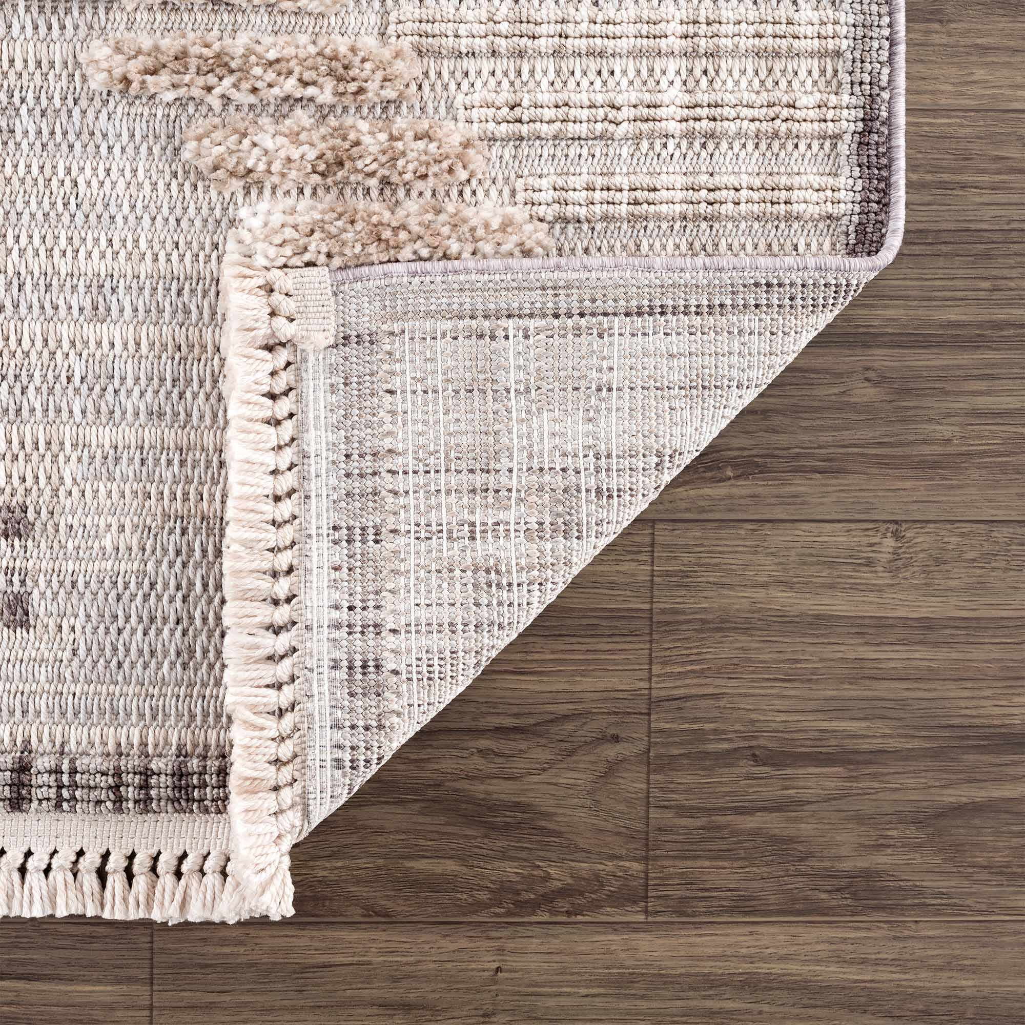 Hauteloom Maulawin Farmhouse Living Room Bedroom Southwestern Tribal Area Rug - Soft Shaggy High Low Carpet - High Pile - Bohemian, Boho - Gray, Brown, Beige, Cream - 5'3" x 7'