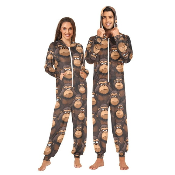 joogoo Cartoon Gorillas-a1 Unisex Adults Onesies Pajamas Jumpsuits L