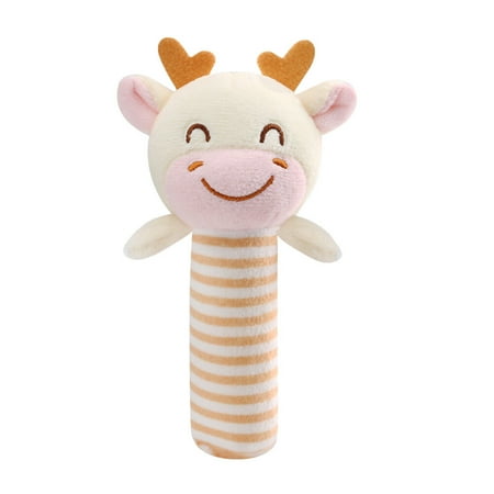 

1PC Baby Bed Bell Toy Cartoon Animal Handbell Toy 0-3 Years Old Puzzle Soothing Bed Bell Toy Grabing Stick Toy for Kids Playing Deer Style