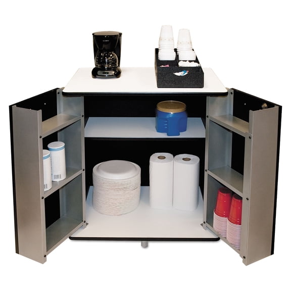 Vertiflex Refreshment Stand, Two-Shelf, 29 1/2w x 21d x 33h, Black/White