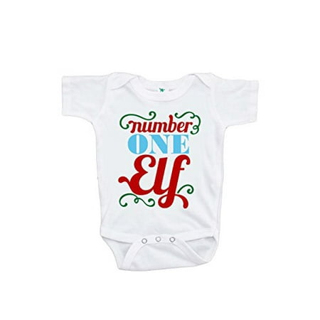 

Custom Party Shop Unisex Baby s Number One Elf Onepiece Red and Green