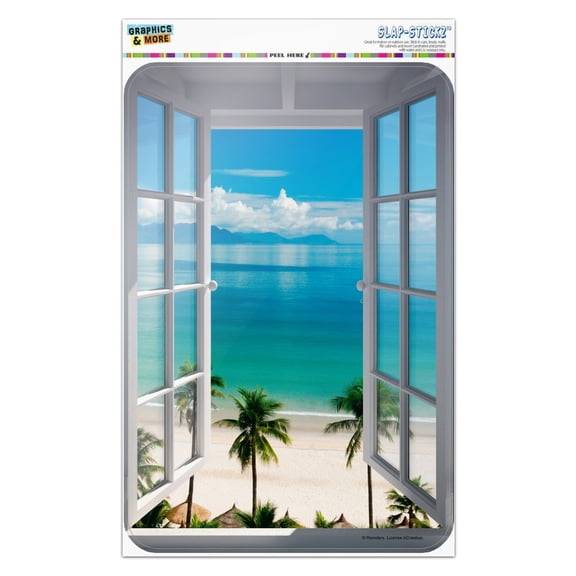 Tropical Vacation Beach Ocean Window View Home Business Office Sign