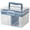 Clear with Ocean Blue, variant on Clear Plastic Arts & Craft Supplies Organizer Box Large with a Removable Tray & A Partition & Handle, Office Home School Desktop Stationery Storage Box, Medicine Box (Clear & Ocean Blue)