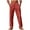 Red, variant on asjyhkr Mens Linen Pants Elastic Waist Drawstring Straight Leg Vacation Beach Lounge Pants with Pockets