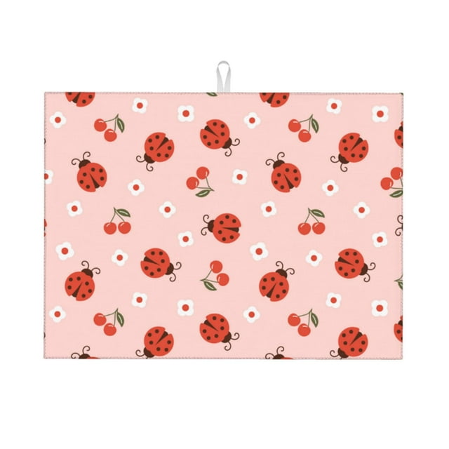 Fotbe Ladybug With Flower Alfombrilla de Secado para Cocina con Estampado, 18x24 Pulgadas