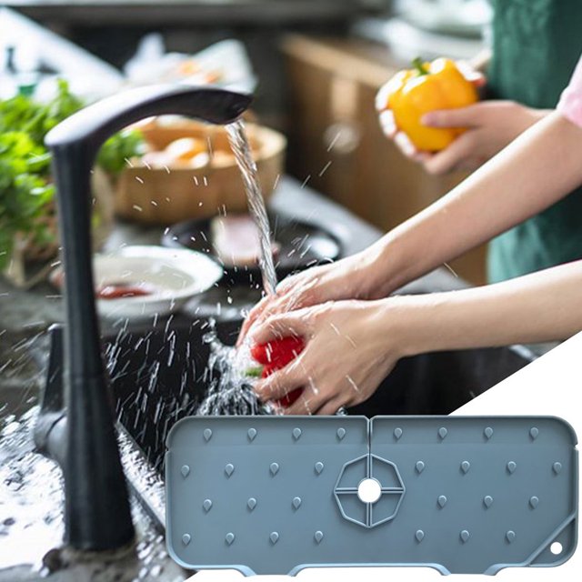 MesaSe PENGXAING Silicone Faucet Water Catcher Mat Sink Splashes Absorbent Mat Sink Mat for Kitchen Bathroom Countertop Drying