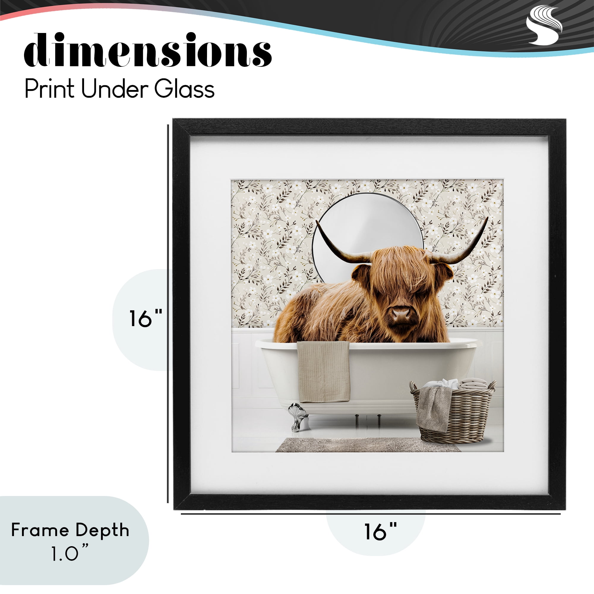 Stupell Industries Cottage Cattle Bath Time Black Framed Print Under Glass, design by CAD Designs