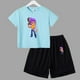 thumbnail image 5 of Conjunto de 2 piezas de camiseta y pantalones cortos divertidos para niños y adolescentes, de algodón, para verano, juego de lucha, Anime, Cosplay, ropa deportiva informal para niño y niña, conjunto p, 5 of 5