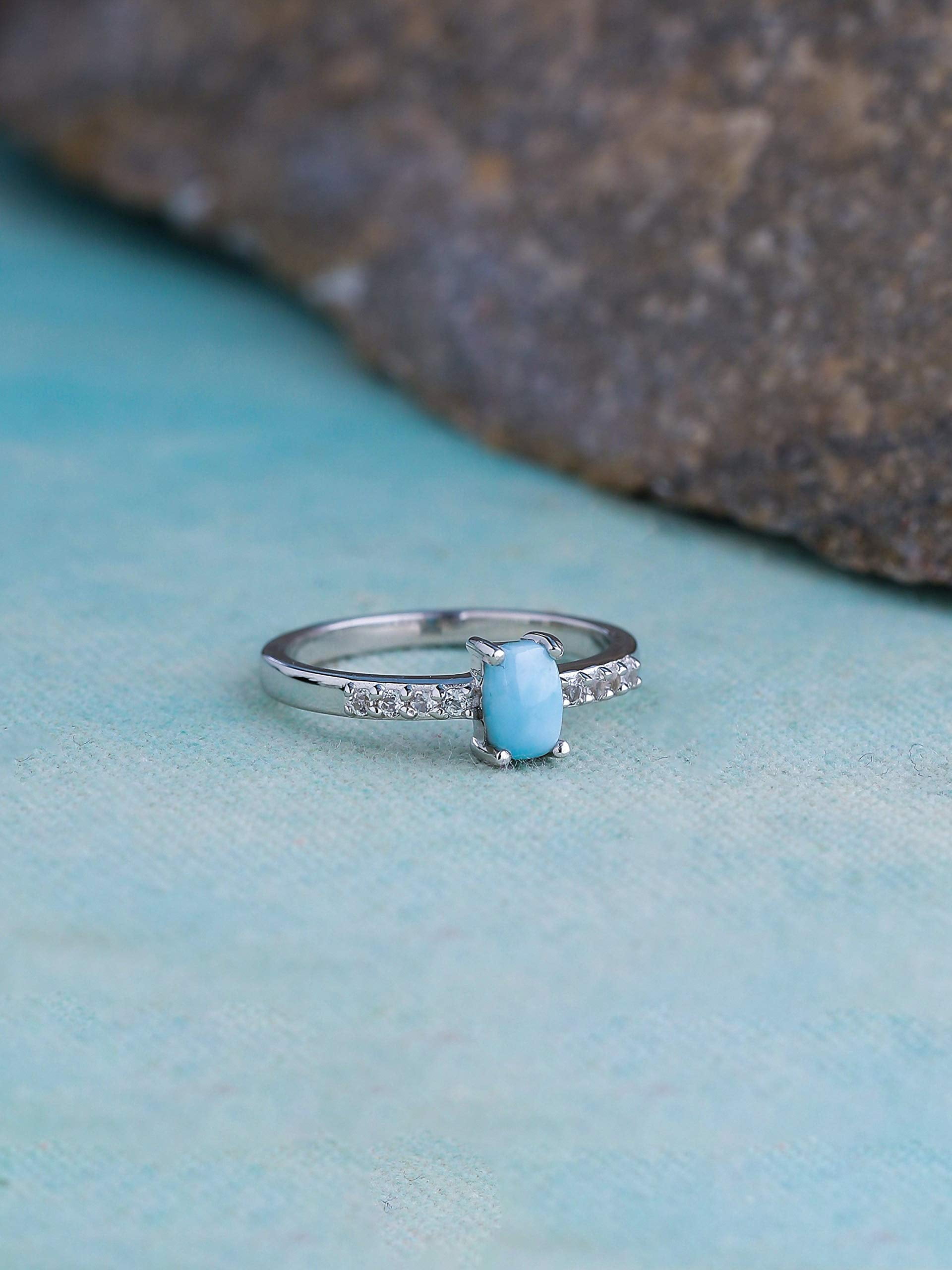 0.64 Cts. Larimar White Topaz Solid 925 Sterling Silver Ring - Walmart.com