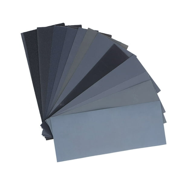 Papel de lija Papel de lija húmedo y seco de grano 120 a 3000 Kit de juego resistente al agua para pulir y lijar 14 piezas/juego