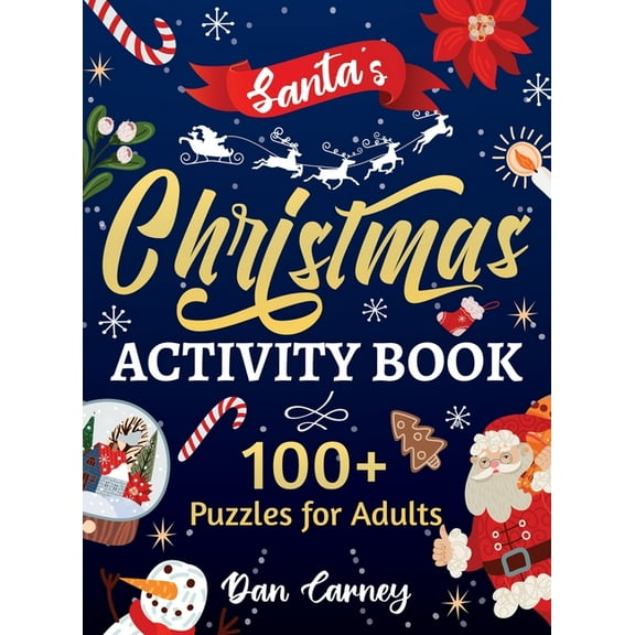 Santa's Christmas Activity Book: 100 Puzzles for Adults, (Hardcover)