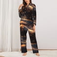 thumbnail image 2 of Lsque Abstract Glowing Wave Pattern Pattern Long Sleeve Pajama Set for Women - Soft 2-Piece Sleepwear and Loungewear Set with Pockets, Comfy Nightwear-Small, 2 of 7