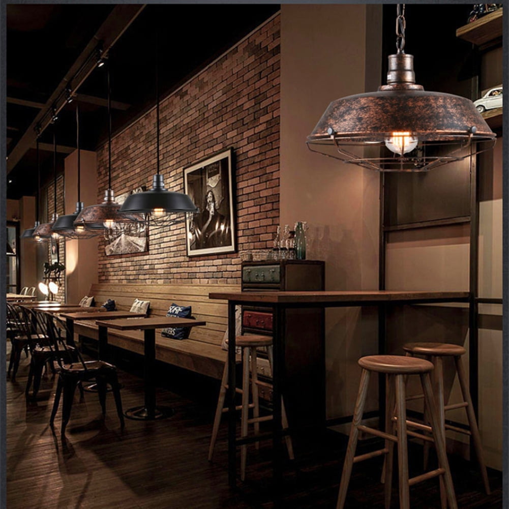 American Industrial Style Pendant Light Fixture, Vintage Farmhouse Metal Iron Hanging Lamp, Retro Pendant Lighting for Over Kitchen Island Sink Dining Room Table Bar Counter Entrance