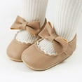 thumbnail image 4 of Baby Girls Mary Jane Flats with Bownot Non Slip Soft Sole PU Leather Newborn Infant Toddler First Walker Cirb Party Christmas Dress Shoes, 4 of 7