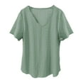 thumbnail image 3 of ZHENHONG T Shirts for Women,Casual Solid Color V Neck Tops Comfortable Breathable Short Sleeve Blouses,Bronze Women Blouses, 3 of 6