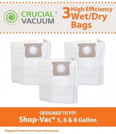 3 CRUCIAL 5 6 8 Gal Bags Fit Shop-Vac® vacuum may be used instead of SV-9066100 