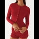 thumbnail image 5 of Blusas de Larga para Mujer, Cárdigan Ligero de Otoño, Camisetas para Salir, Blusas Acanaladas con Botones, Lindas y A Rojo L, 5 of 9
