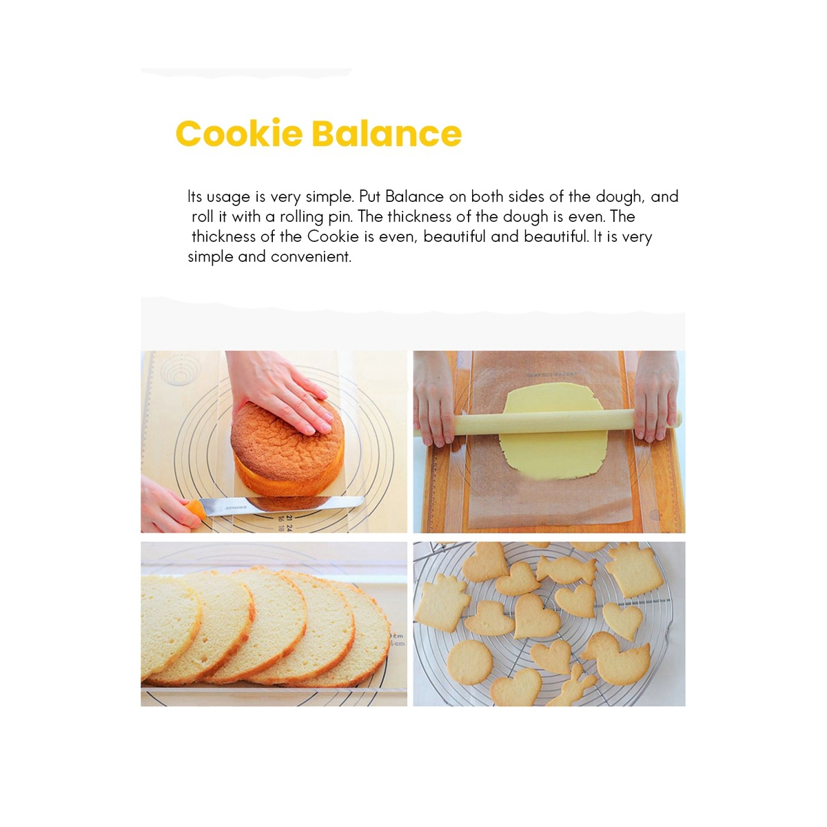 ckepdyeh 2Pcs Acrylic Biscuit Cake Rolling Tool Balance Ruler Fondant Icing  Biscuit Thickness Ruler Biscuit Smoother Baking A 